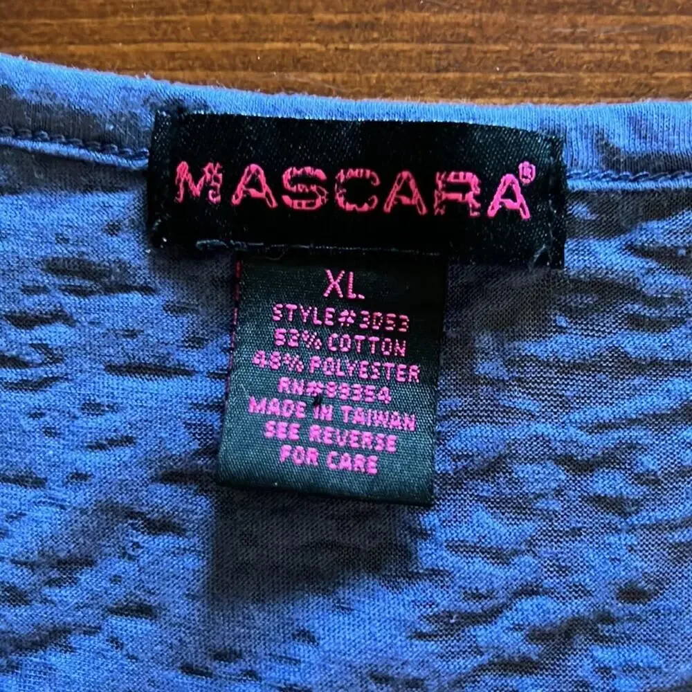 Mascara XL Blue Burnout Crop Top Studded Pocket Cropped